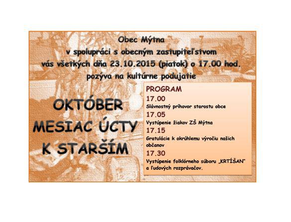 Fotogaléria Október mesiac úcty k starším 2015 (13) Október mesiac úcty k starším 2015